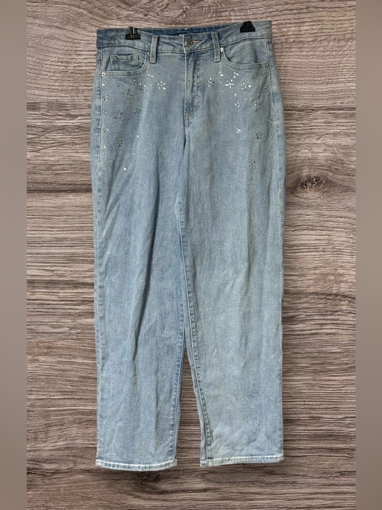 Old Navy Denim - Old Navy High-Waisted O.G. Loose Rhinestone-Embellished Jeans in a light wash